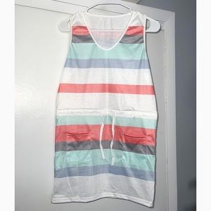 ChicMe Striped Print Colorblock Drawstring Casual Dress